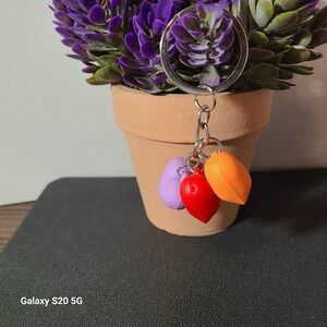 Heart Charm Keychain Red Orange Purple Cute Keychain‎ Fashion Accessory NWOT